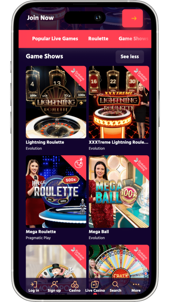 live game shows big boost