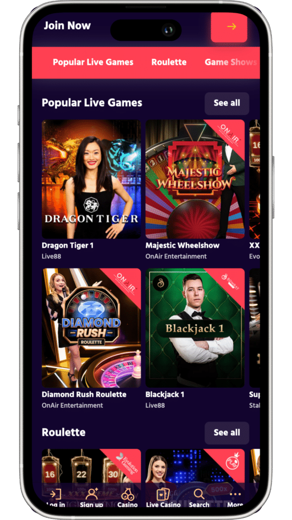 live casino big boost